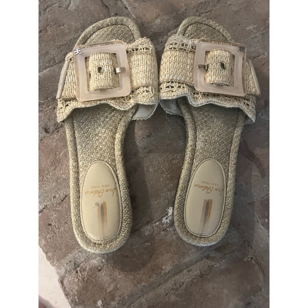 Sam Edelman Bambi slide w woven raffia & large resin buckle detail. Retail $130 - Picture 4 of 6